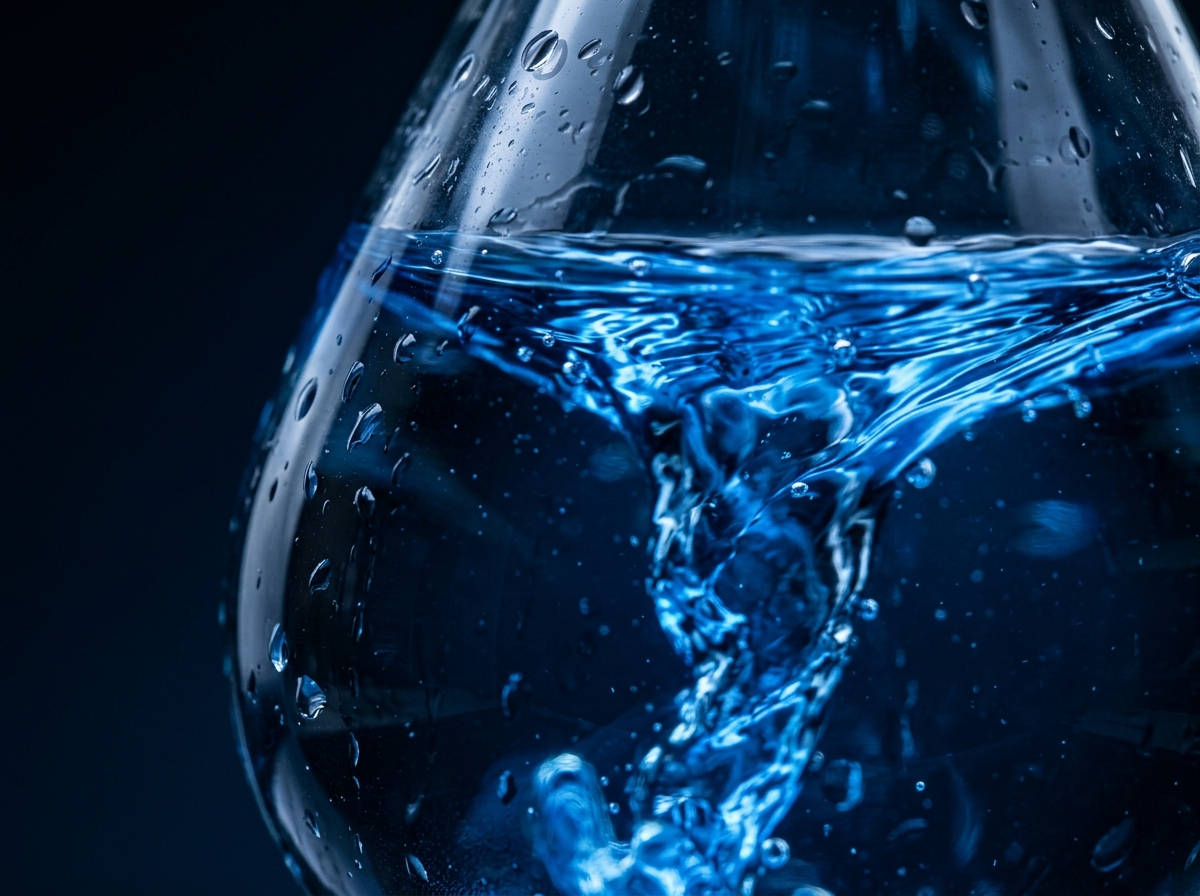 Macro close-up of fluorescent diagnostic fluid