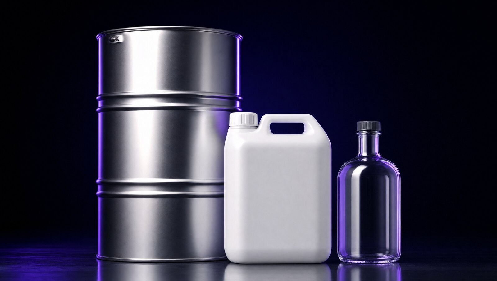 Clean industrial chemical packaging — drums, pails and bottles